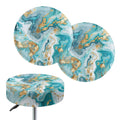 Teal Gold Marble 2 Pack Round Bar Stool Seat Cover O25362