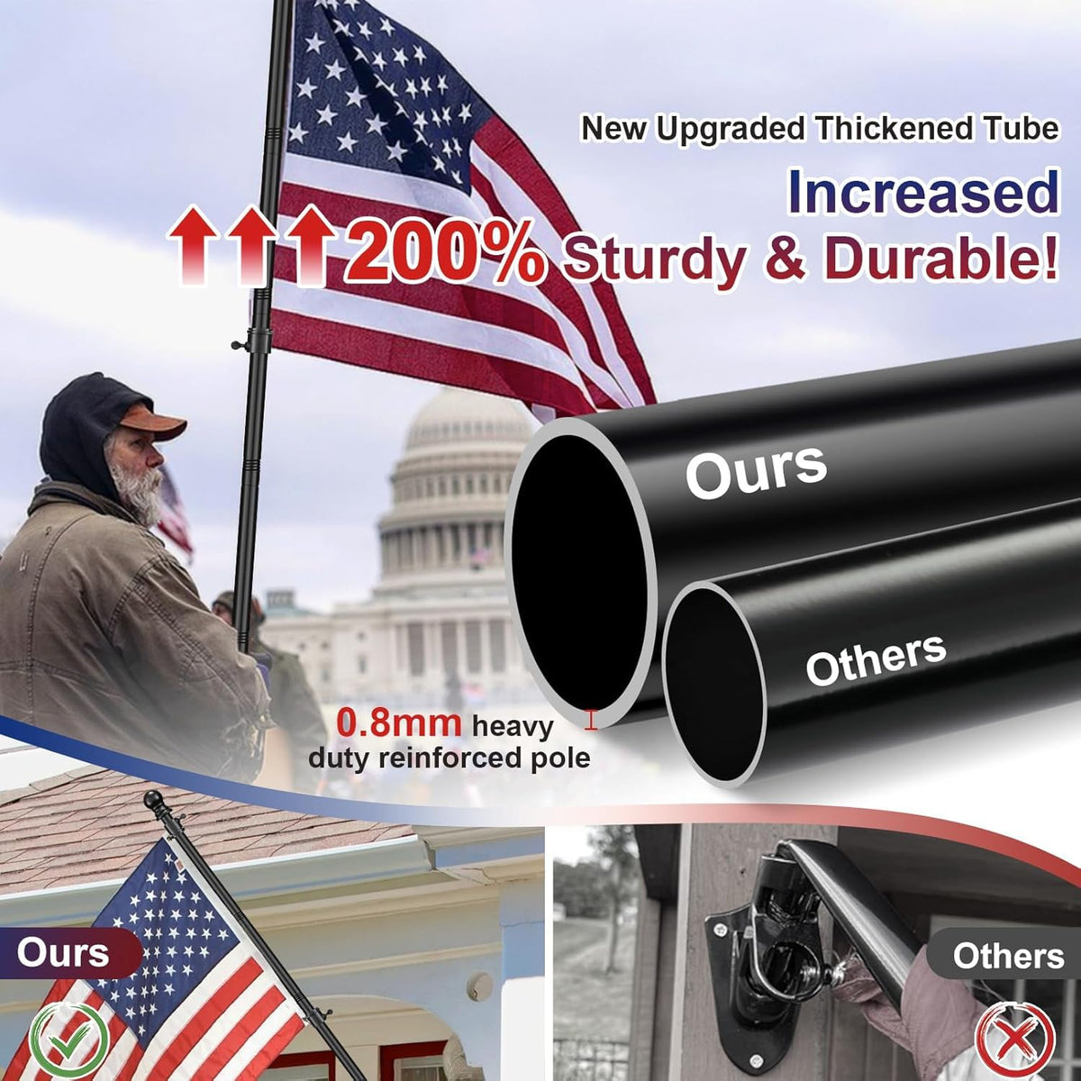 Black 5ft Tangle Free Metal Flag Pole B55696