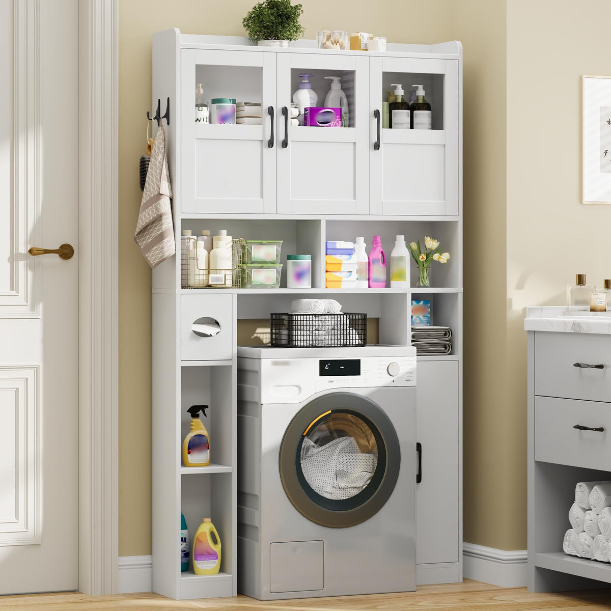 Over The Toilet Cabinet with 3 Acrylic Doors Y922