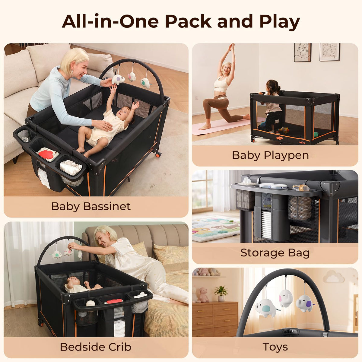 Portable Foldable Playard with Mattress and Storage Bag Z3623
