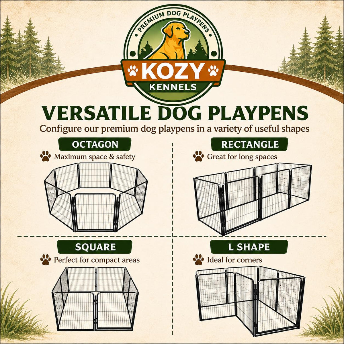 32'' 16 Panels Metal Heavy Duty Dog Playpen Q894299