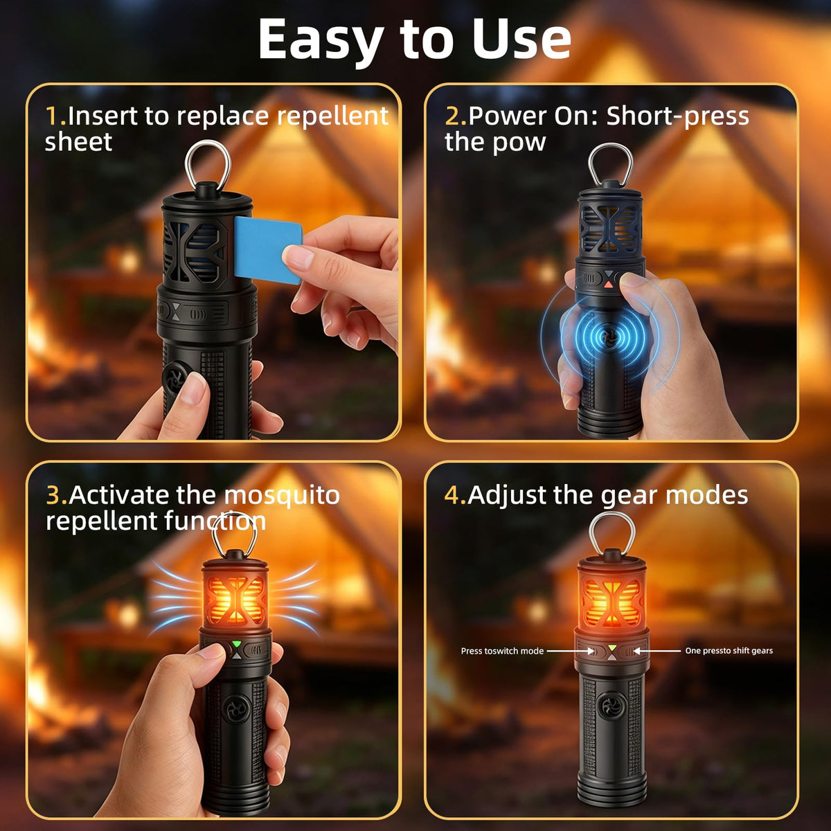 Portable Ultrasonic Mosquito Repeller with Carabiner Hook (6 Refills) S905806