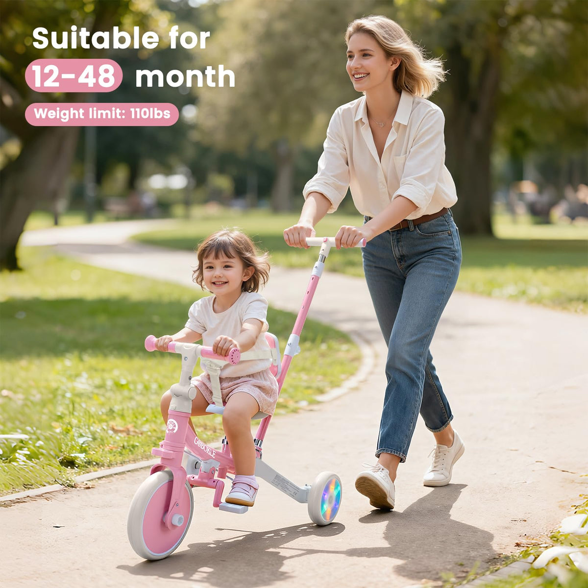 5-in-1 Convertible Toddler Tricycle with Push Handle K5928