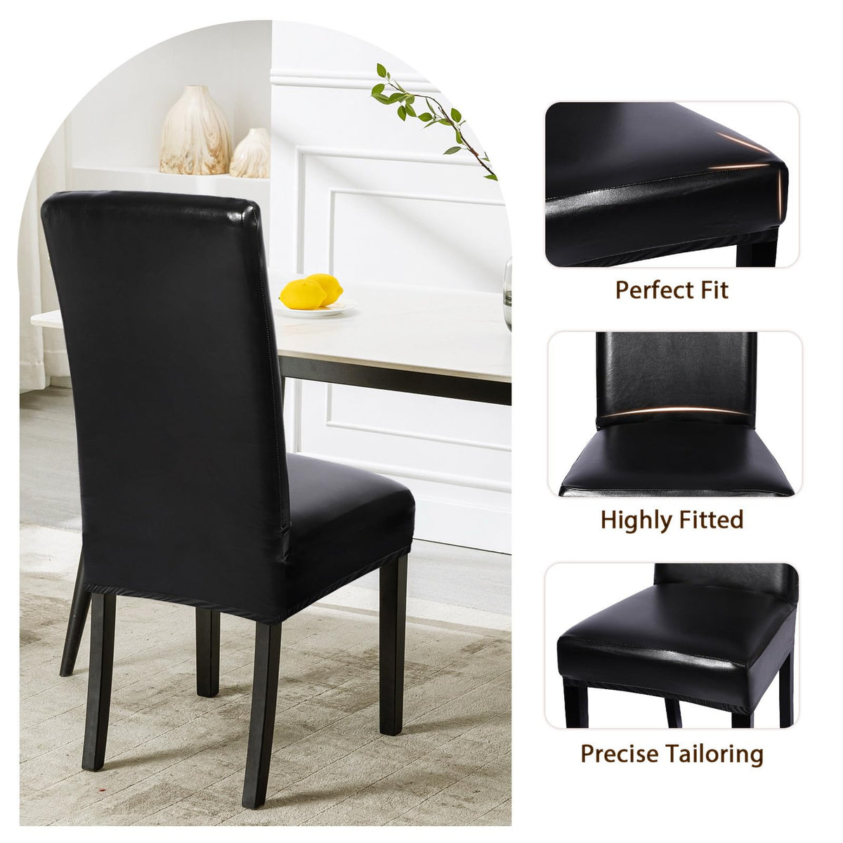 Waterproof PU Leather Dining Chair Covers Set of 6 X14158