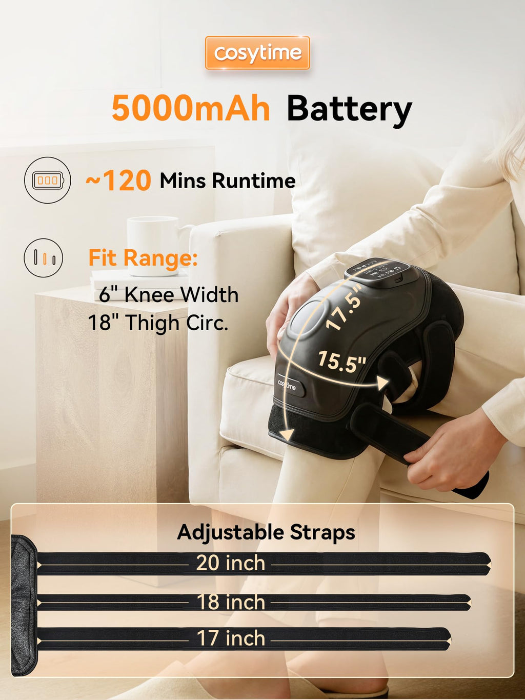 Cordless Knee Massager with Airbag Compression and Heat Q570