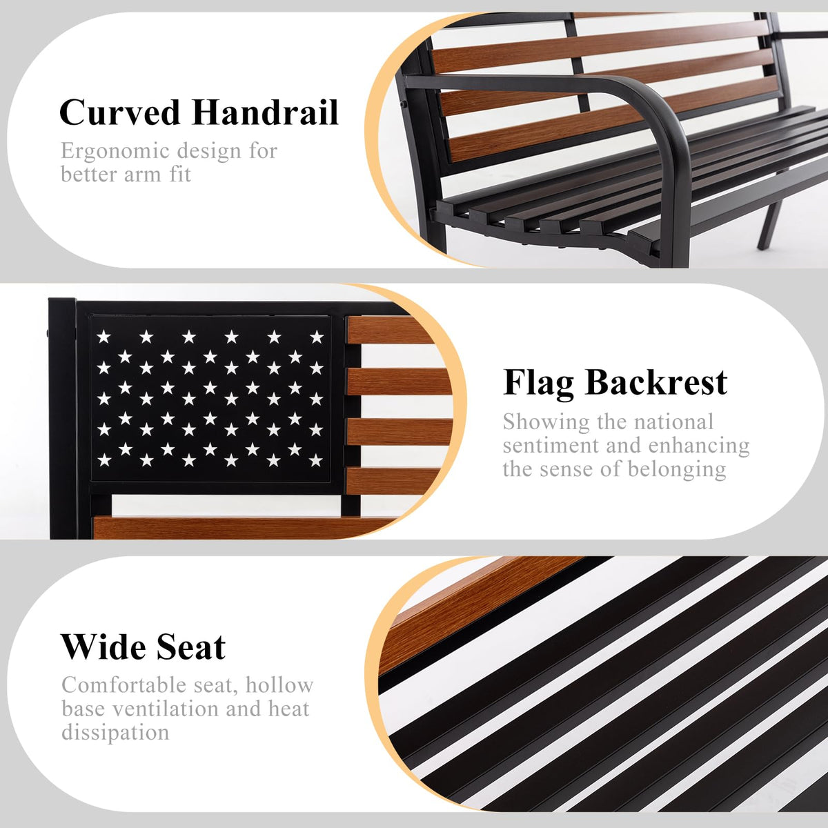 50" Outdoor Garden Bench with Weatherproof Seat M16150