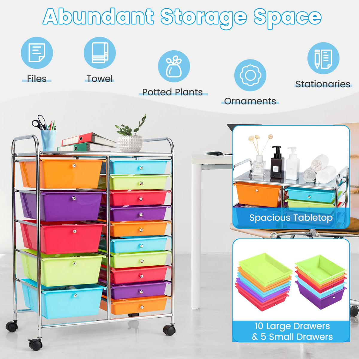 15 Drawers Rolling Storage Cart I257513