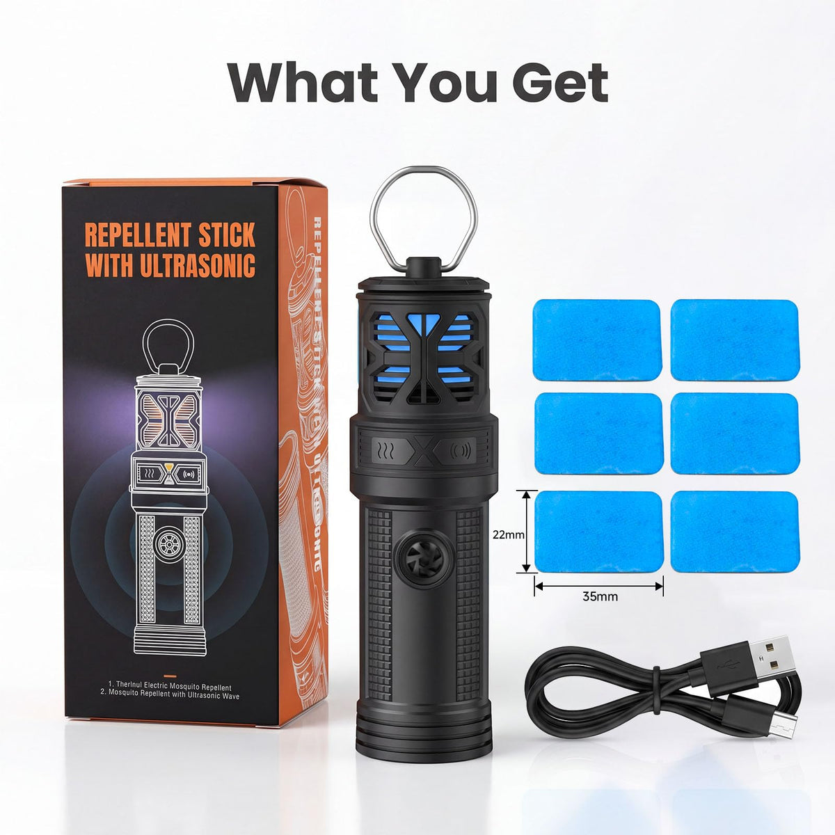Portable Ultrasonic Mosquito Repeller with Carabiner Hook (6 Refills) S905806