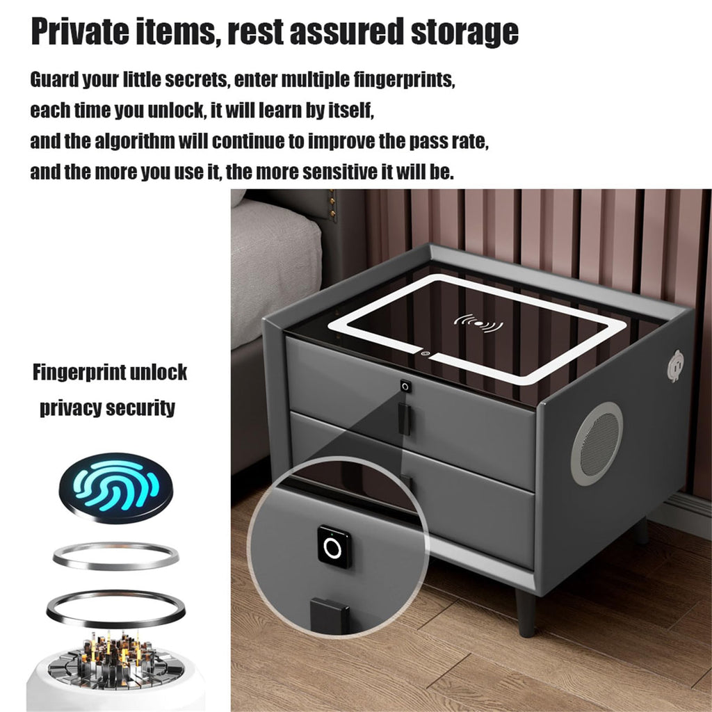 Pink 3 Drawer Smart Bedside Table with USB Charging L51226