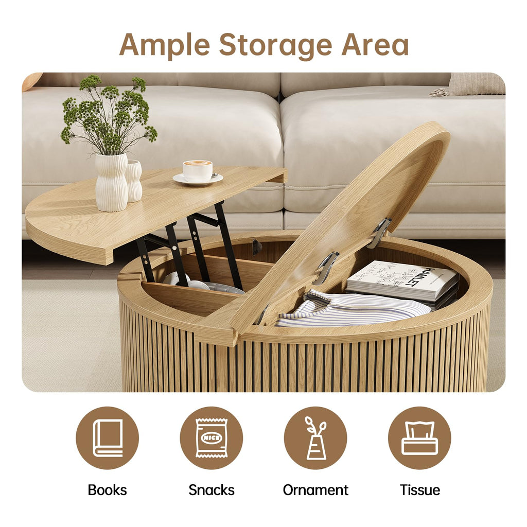 Round Lift Top Coffee Table with Storage X62957