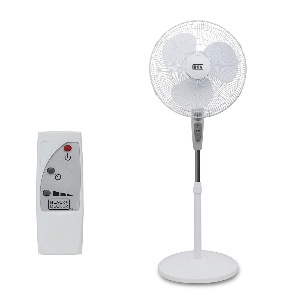 18-Inch Stand Fan with Remote and 3-Speed Settings, White Z269