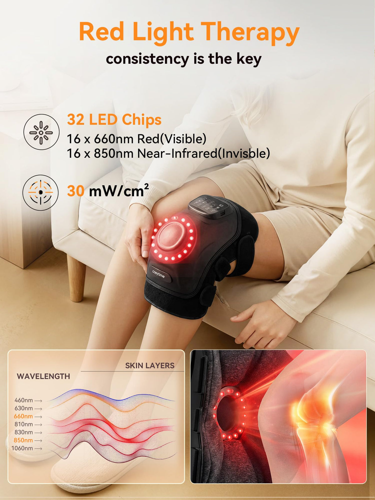 Cordless Knee Massager with Airbag Compression and Heat Q570