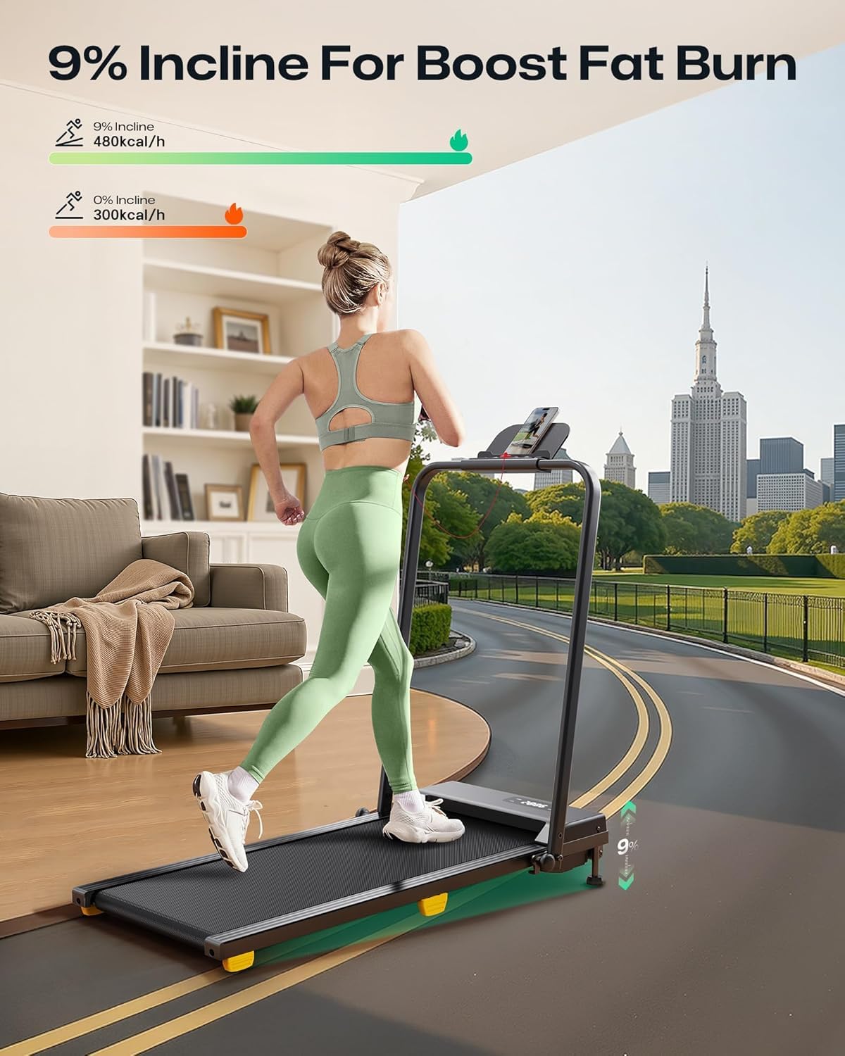 Manual Incline 2.5HP Portable Walking Treadmill K59045