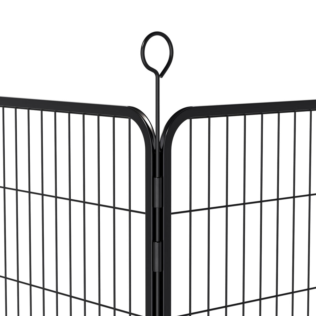 40 Inch 16 Panel Metal Garden Fence with Self-Locking Gate F77277