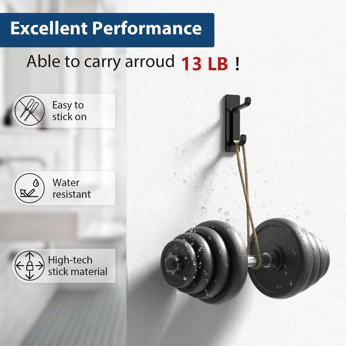 Black 4 Pack Stick-on Hooks Z704766