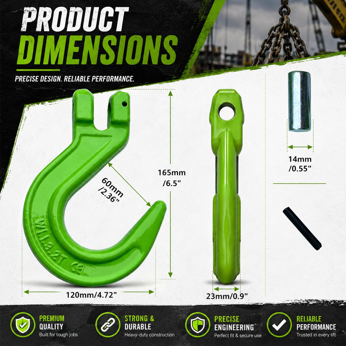 2 Pack 3/8" G80 Clevis Foundry Hook O633