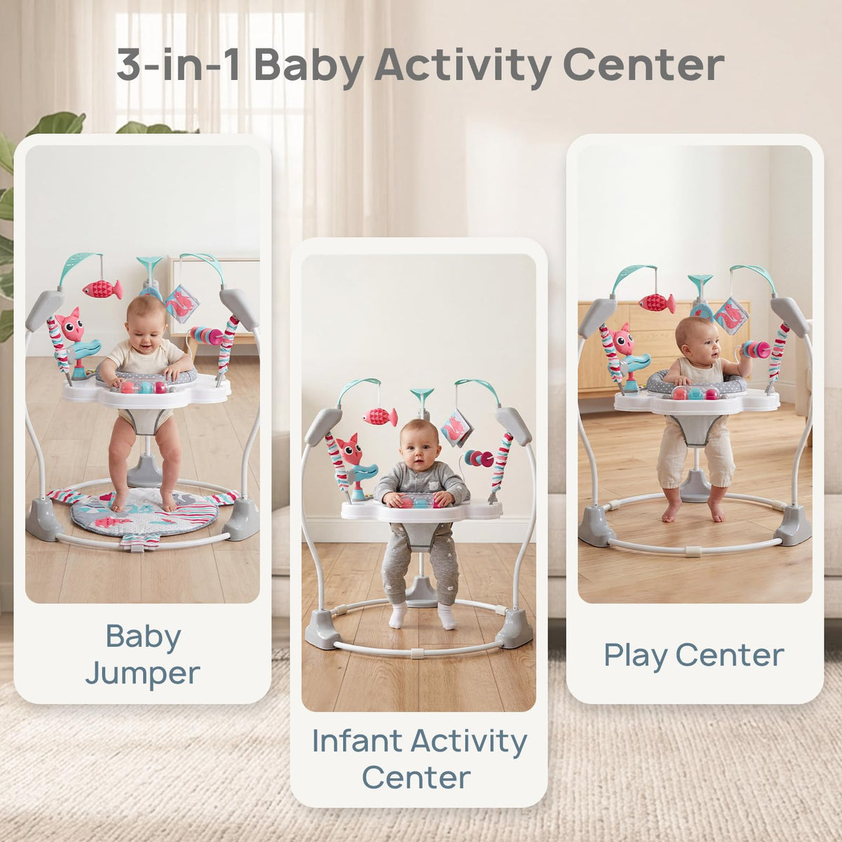 Baby Jumper Activity Center with Music & Lights, Pink W76698
