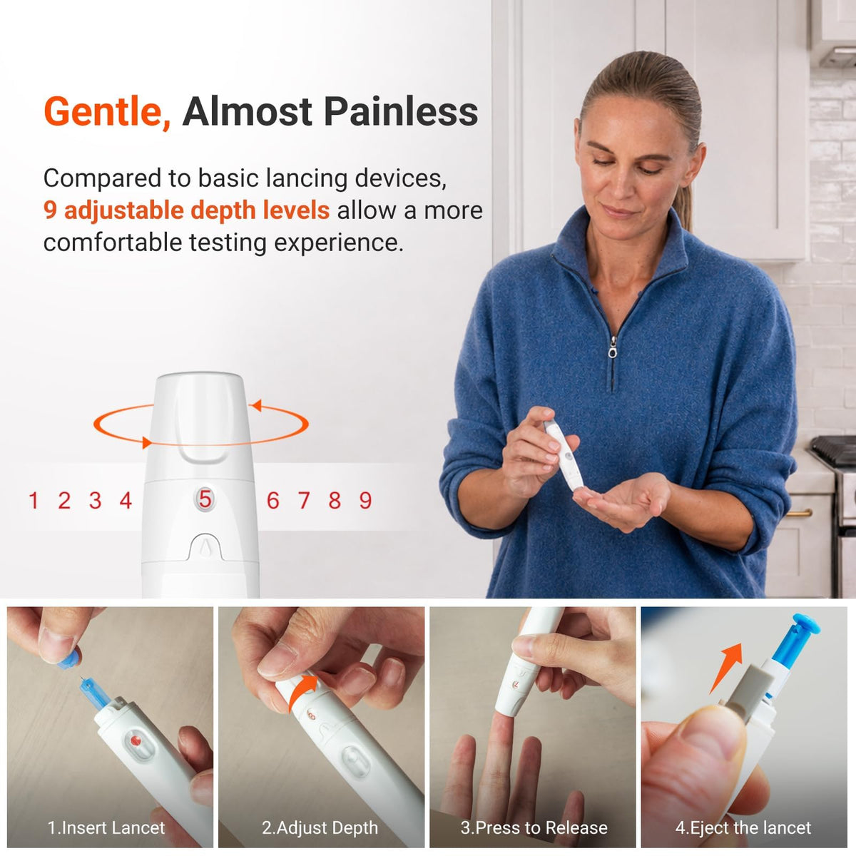 Wireless Smart Glucose Monitor Kit, 100 Strips & 100 Lancets G685
