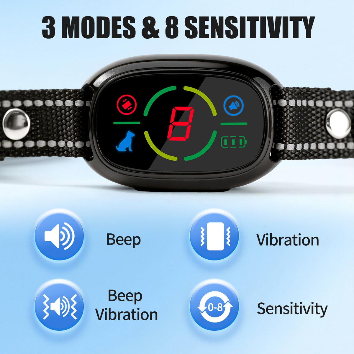 Rechargeable Dog Bark Collar with 3 Beep & Vibration Modes Z554