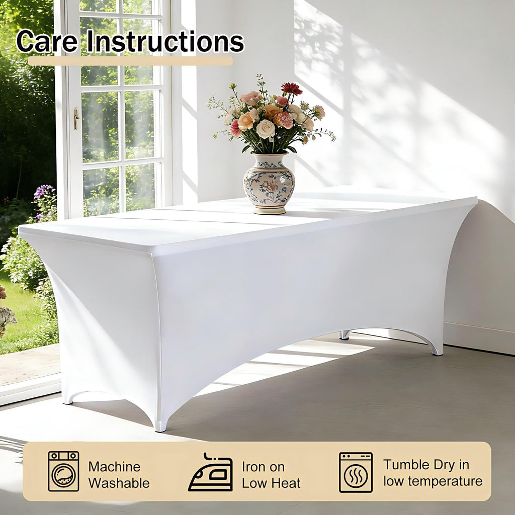 6 FT Folding Table with White Stretch Spandex Cover C97022