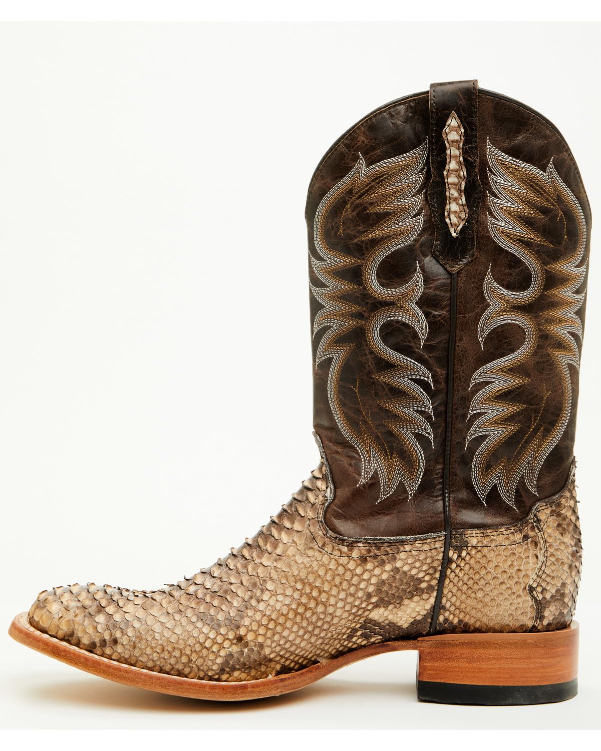 Men's Exotic Python Western Boot Broad Square Toe S7311