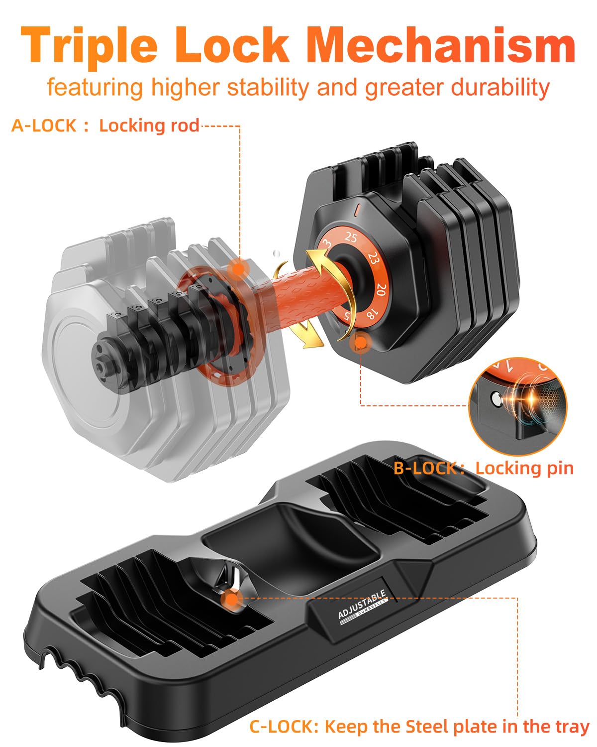 Adjustable Dumbbell Set 25lb/50lb P166073