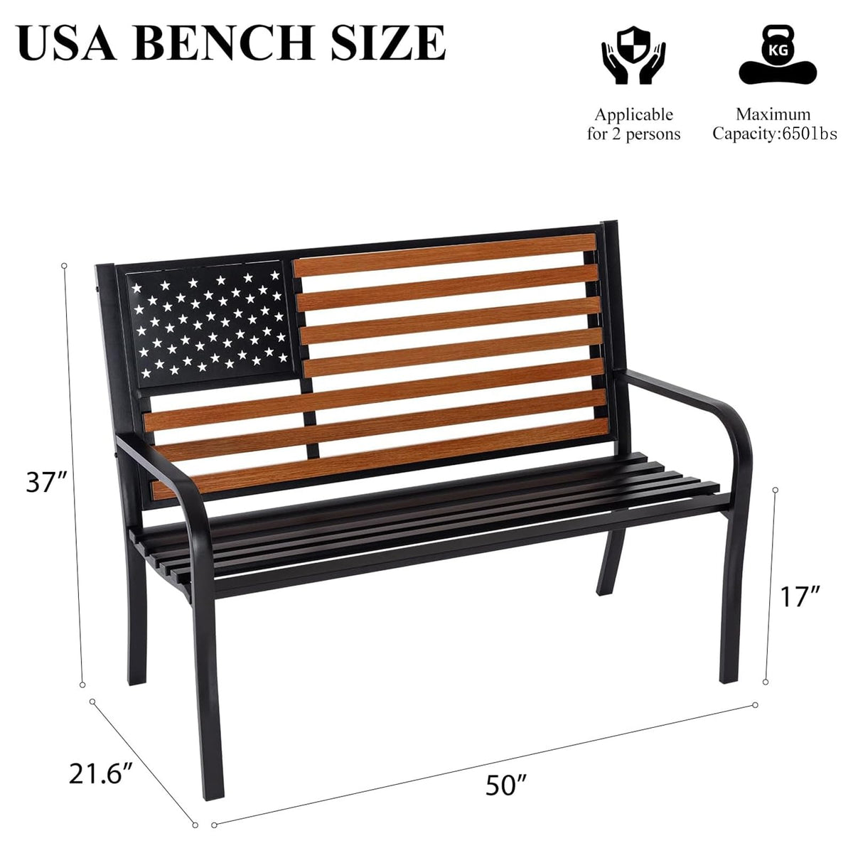 50" Outdoor Garden Bench with Weatherproof Seat M16150