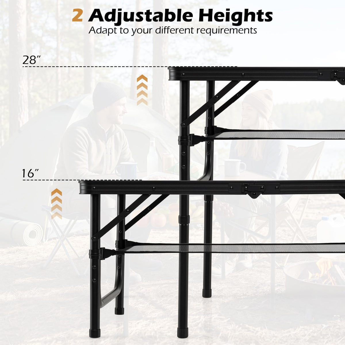 3 FT Portable Aluminum Folding Camping Table with Carry Handle R948635