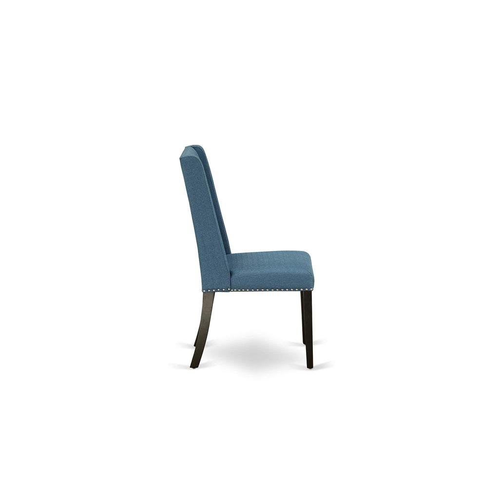 3 Piece Dining Table Set with 2 Blue Linen Fabric Chairs N33413