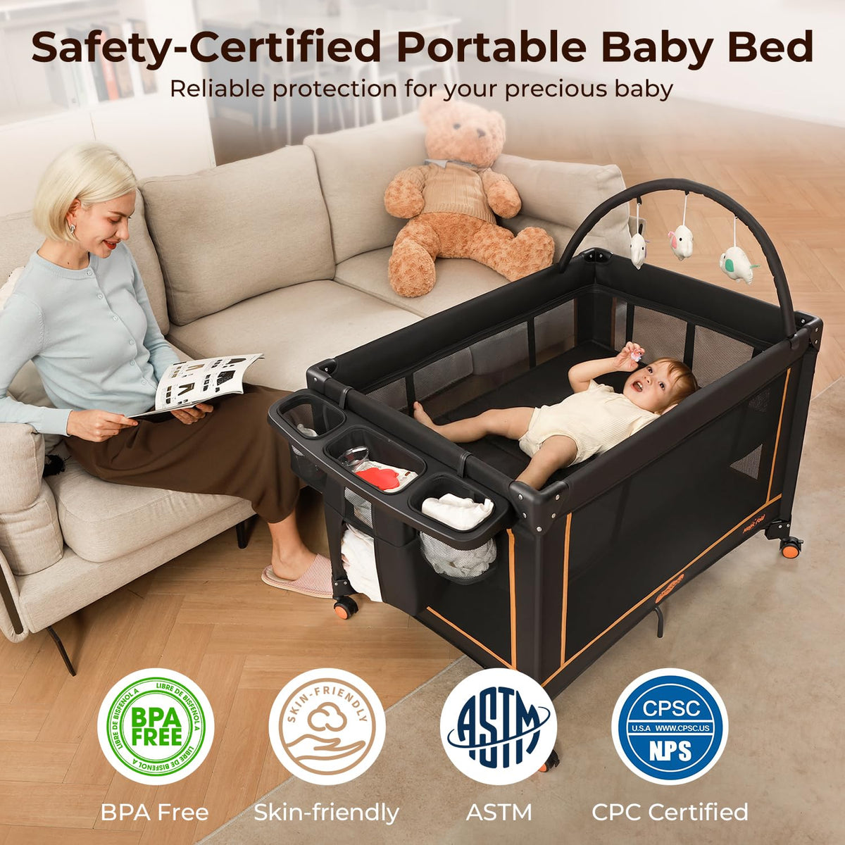 Portable Foldable Playard with Mattress and Storage Bag Z3623