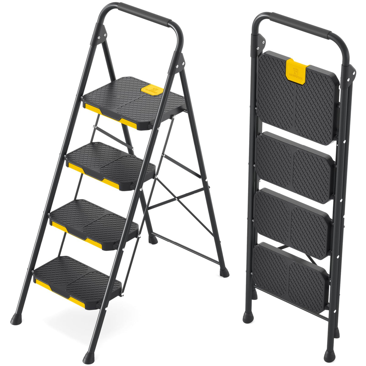 4 Step Steel Step Stool with Safe-Lock, Black K57449
