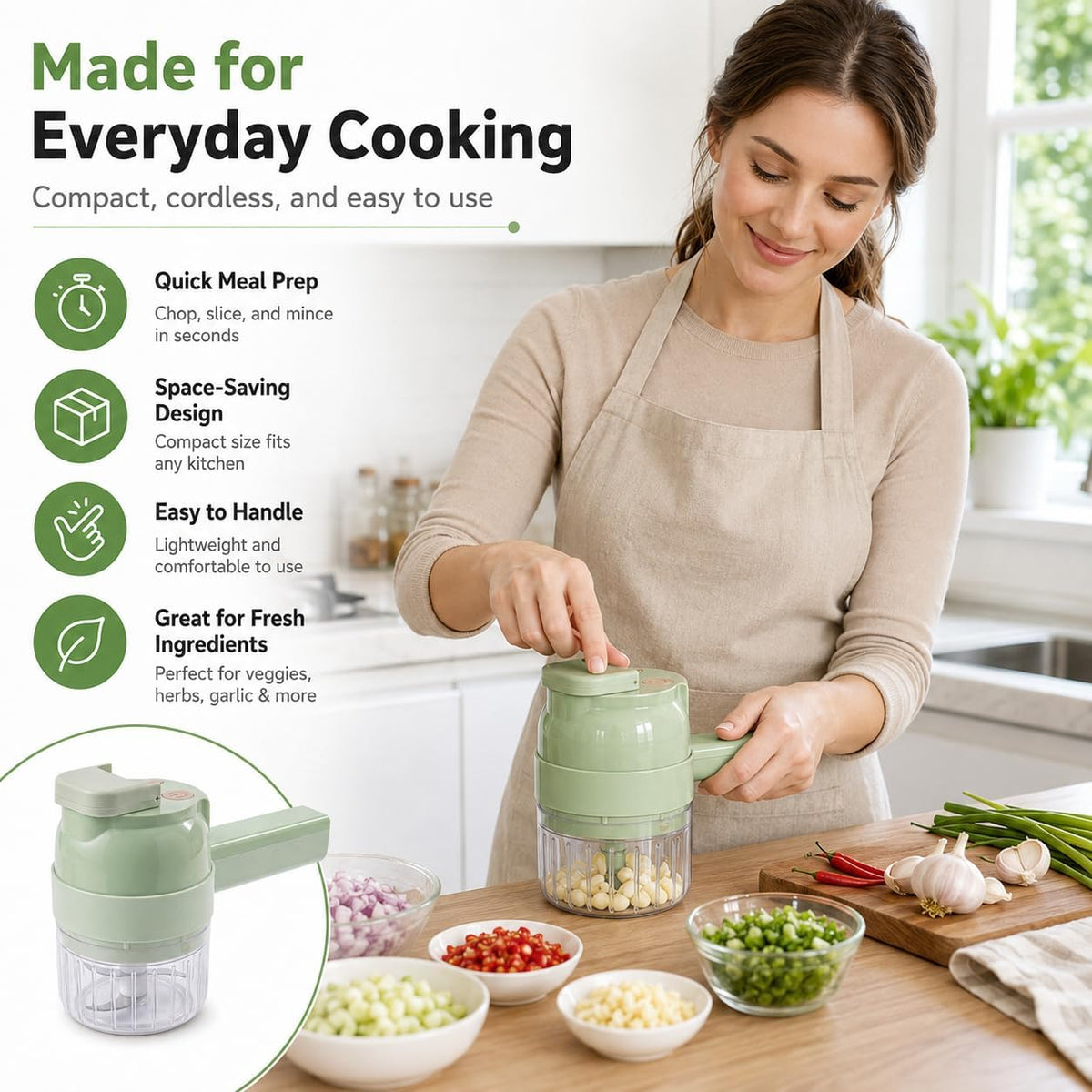 Electric 5-in-1 Handheld Vegetable Chopper U99652