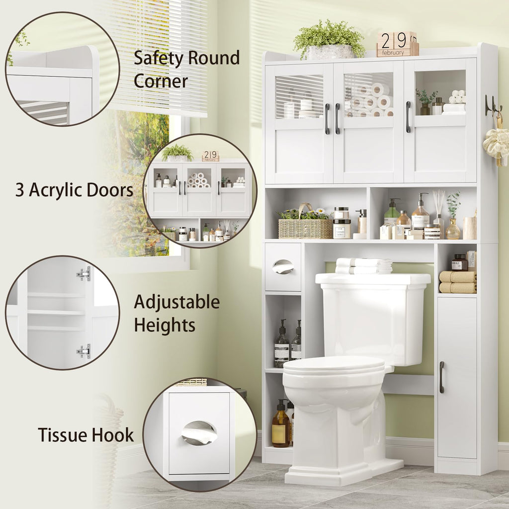 Over The Toilet Cabinet with 3 Acrylic Doors Y922