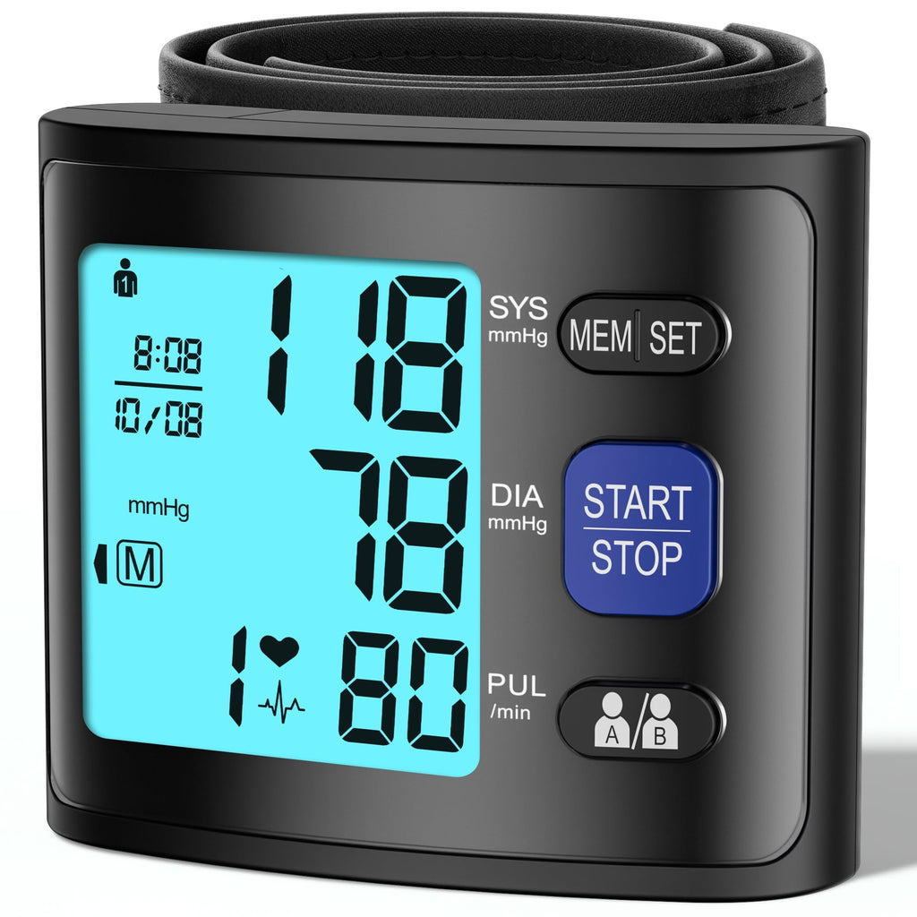 Wrist Blood Pressure Monitor with Backlit LCD Display O5281