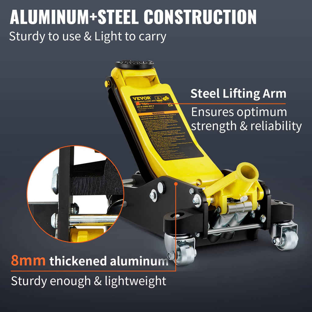 3 Ton Low Profile Aluminum Steel Floor Jack Q980669