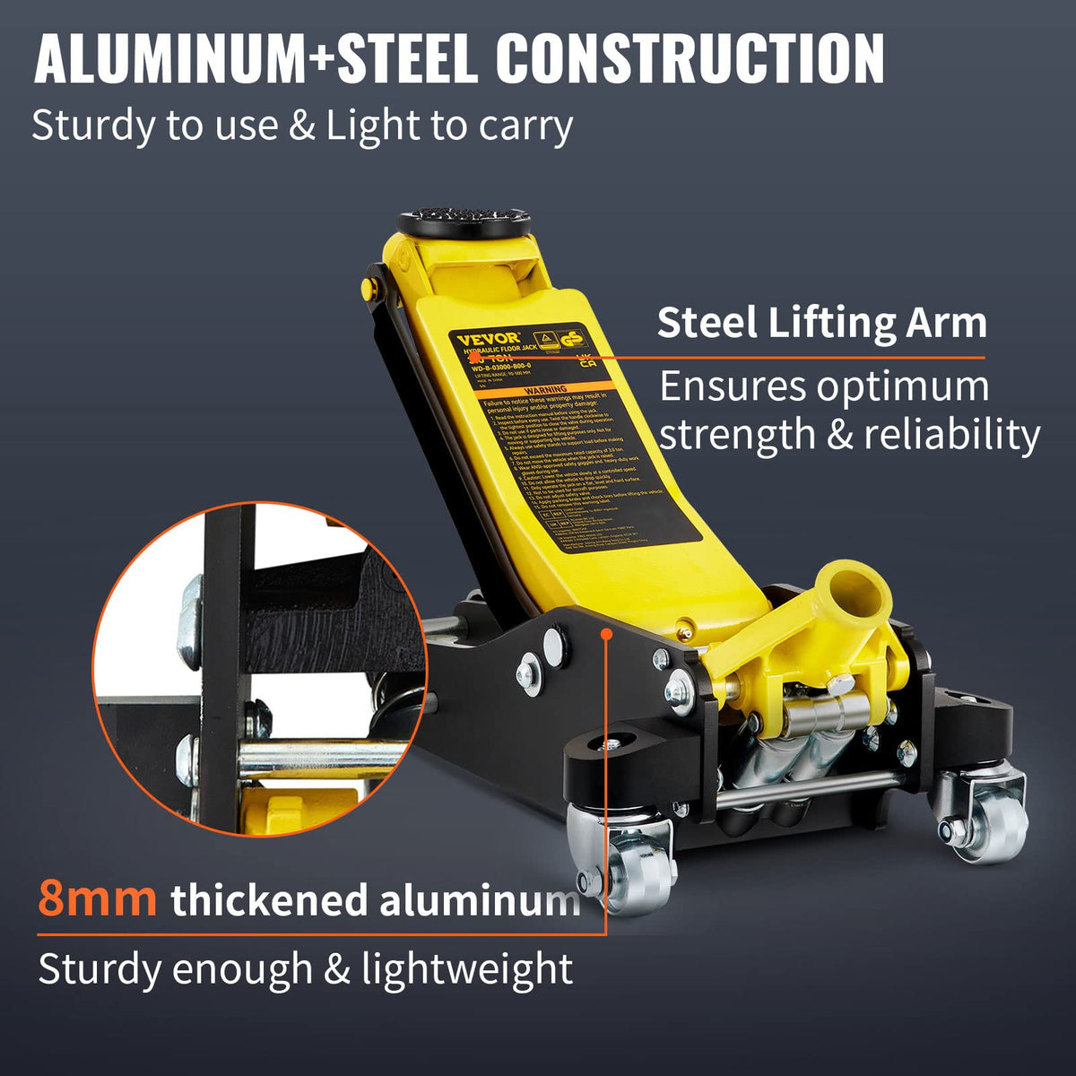 3 Ton Low Profile Aluminum Steel Floor Jack Q980669