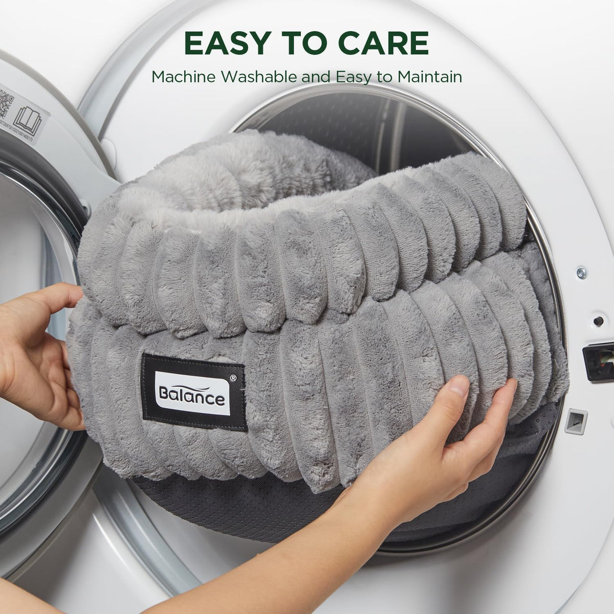 Washable Round Plush Cat Bed W3466