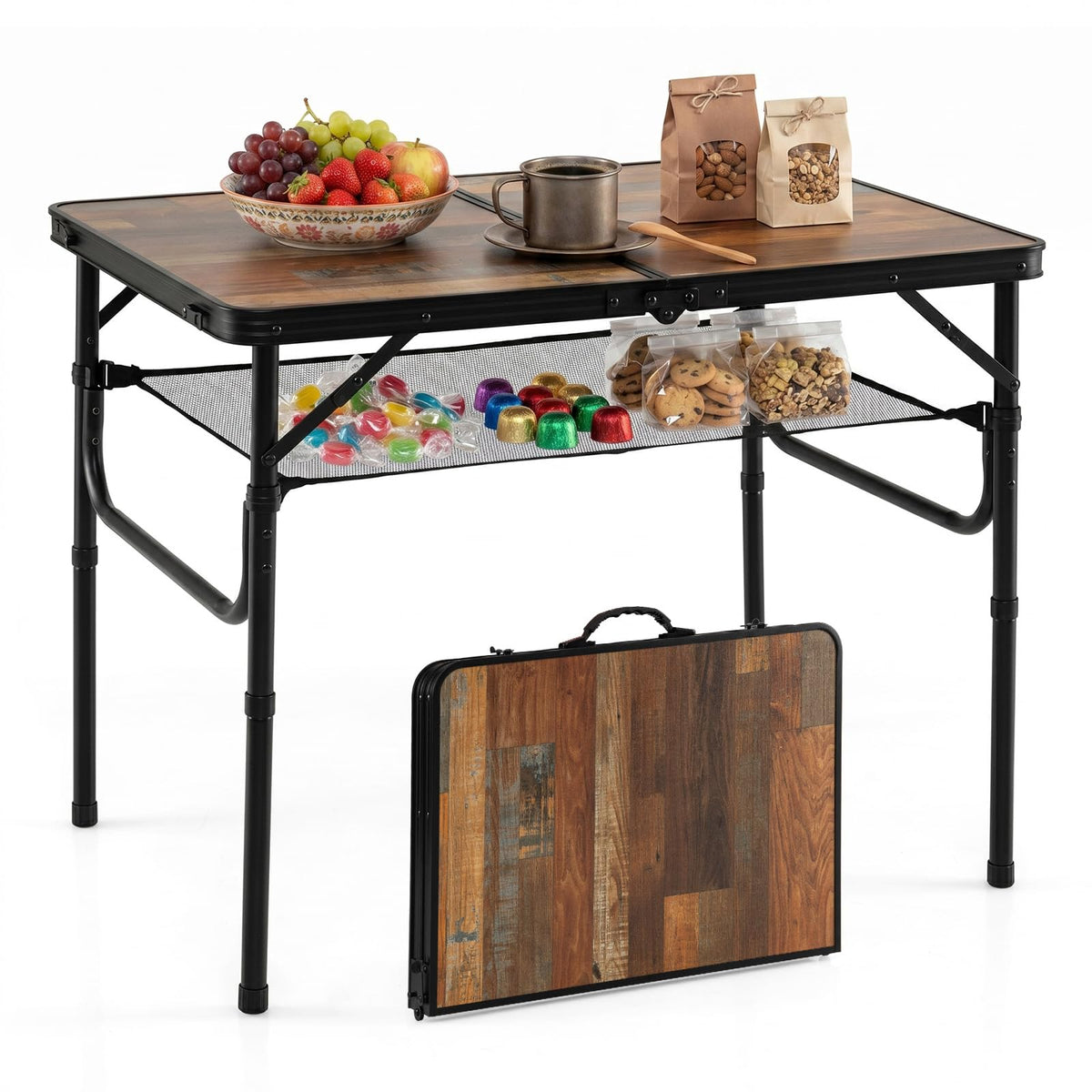 3 FT Portable Aluminum Folding Camping Table with Carry Handle R948635