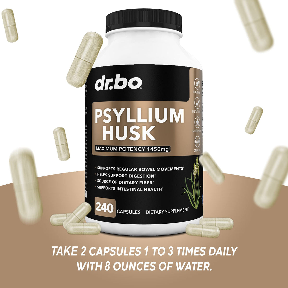 Psyllium Husk Capsule Fiber Supplement Z237791