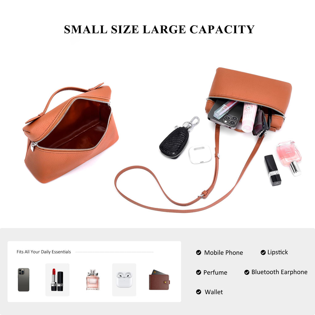 Small Genuine Leather Top-Handle Bag J357