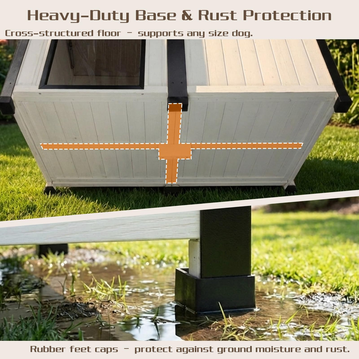 55" Large Wooden Dog House Outdoor Heavy Duty Weatherproof Kennel with Asphalt Roof D56774