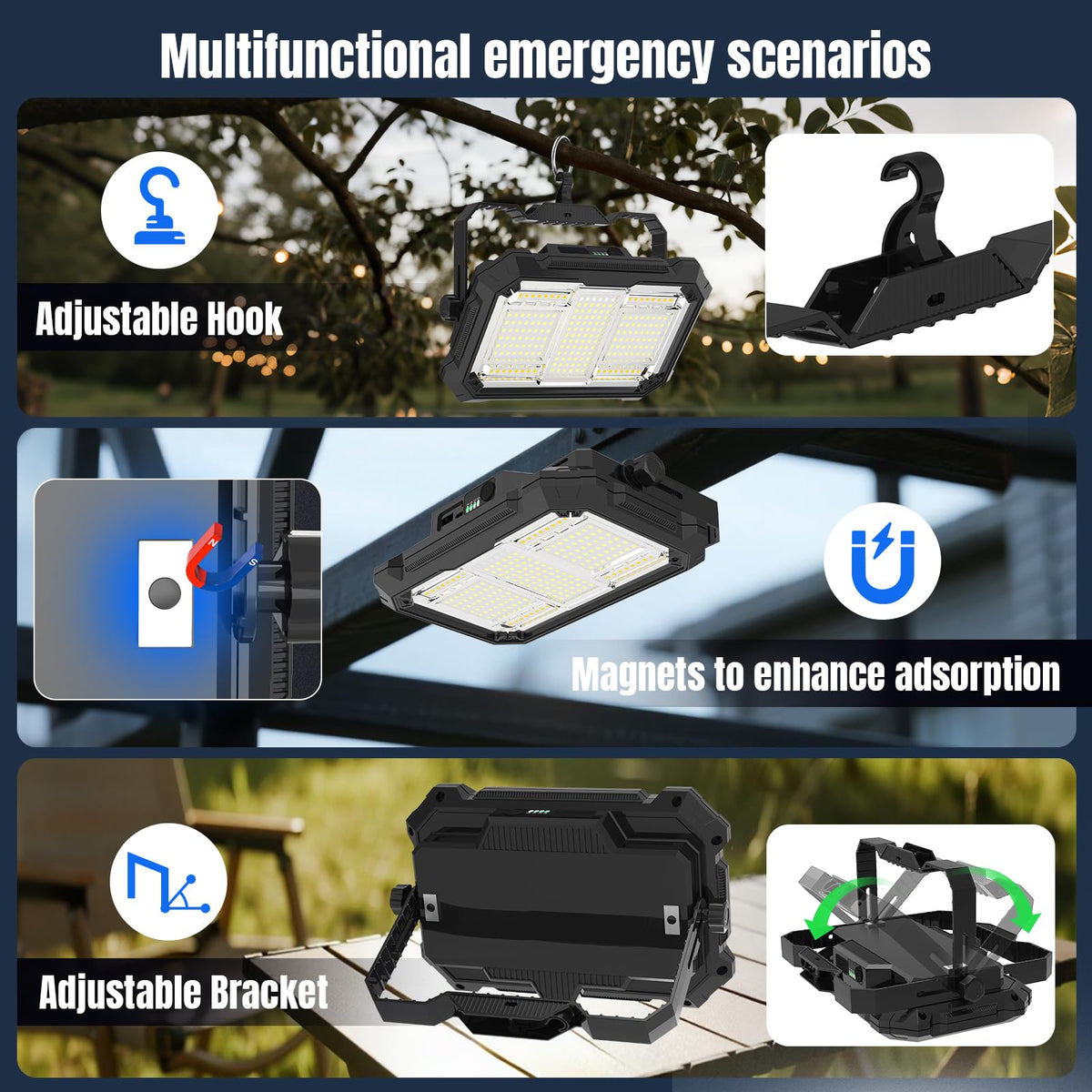 400W 32000LM Rechargeable Magnetic LED Work Light A94989