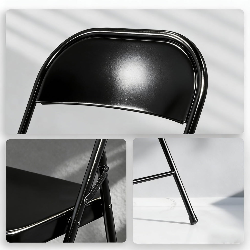 Black Heavy Duty Metal Folding Chairs 10 Pack I57813