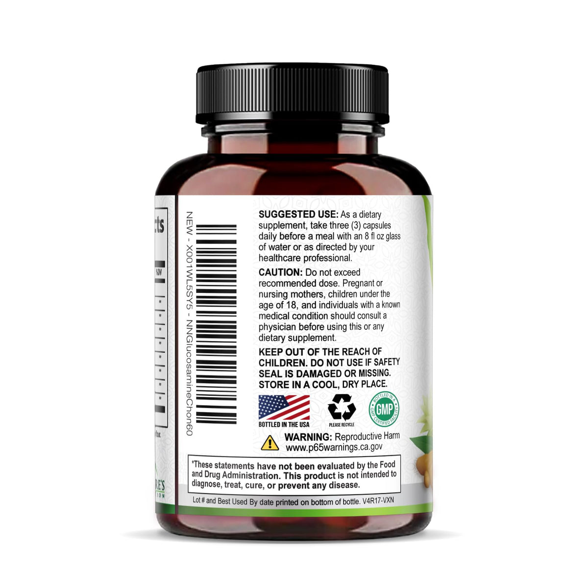 Glucosamine Chondroitin MSM 2100mg Joint Support Supplement with Turmeric & Boswellia 60 Capsules L647159