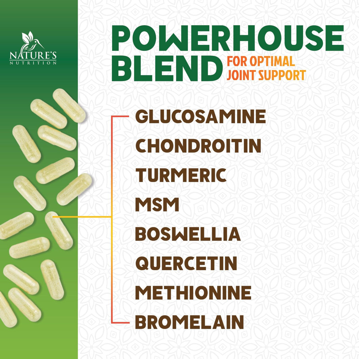 Glucosamine Chondroitin MSM 2100mg Joint Support Supplement with Turmeric & Boswellia 60 Capsules L647159