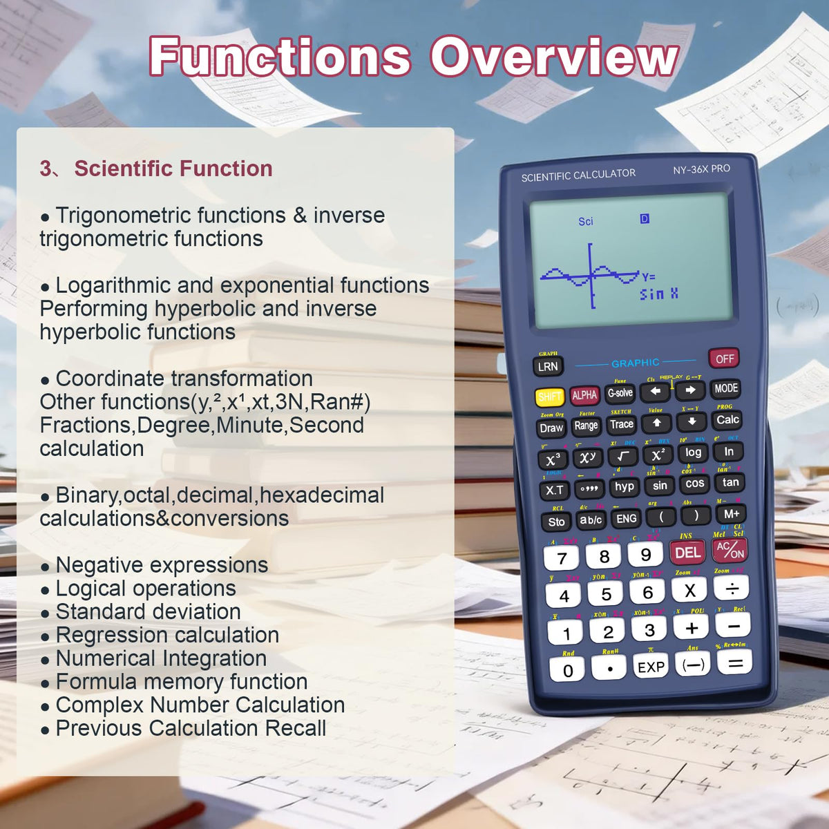Scientific Calculator 360 Functions Multi-Line 13 Digit Y2022