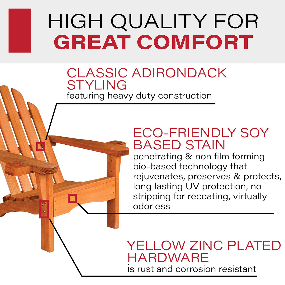 Heavy Duty Adirondack Chair with Cup Holders E153