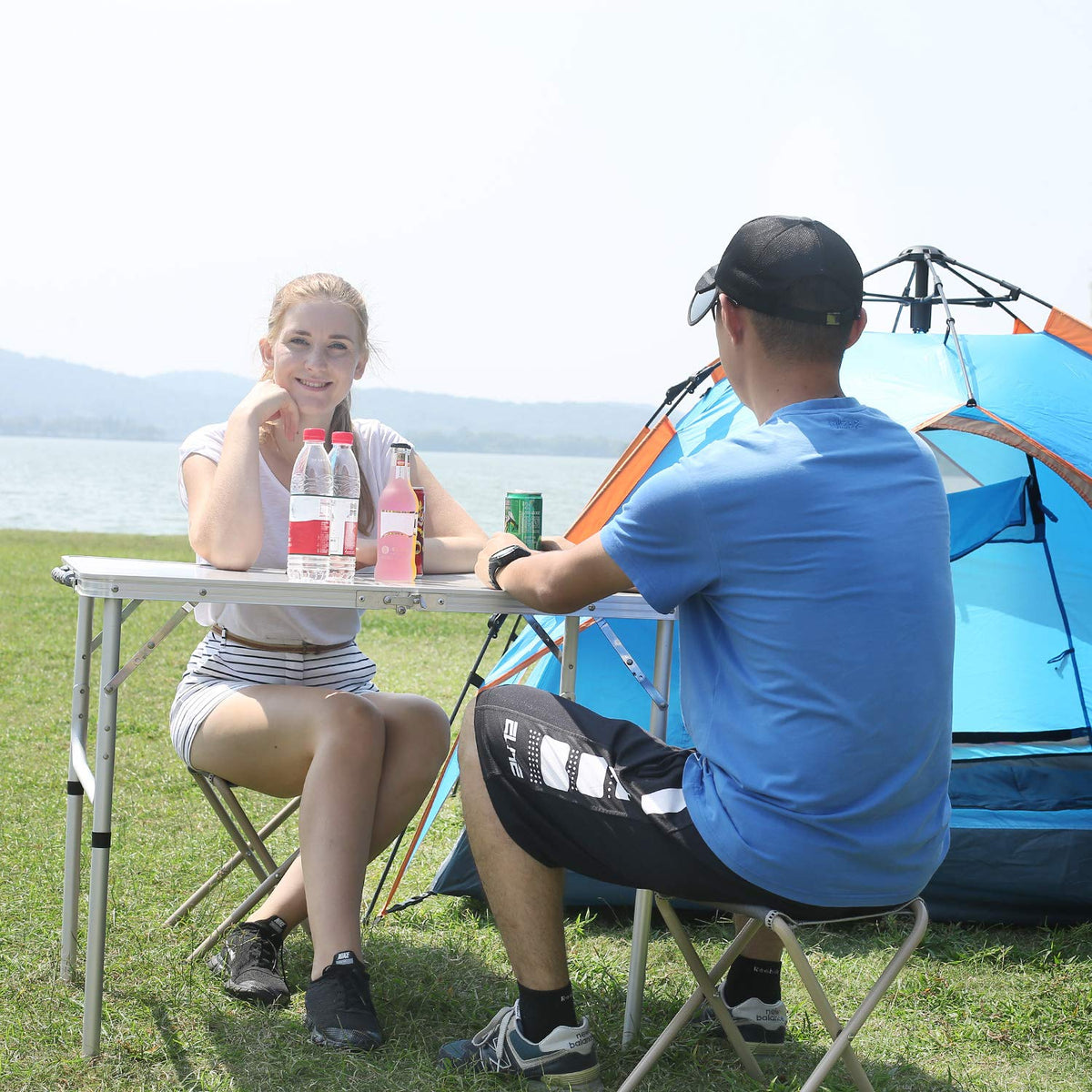 Lightweight Portable Aluminum Folding Camping Table with Adjustable Legs K71309
