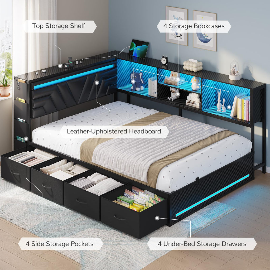 Full Corner Bed with Drawers H70862