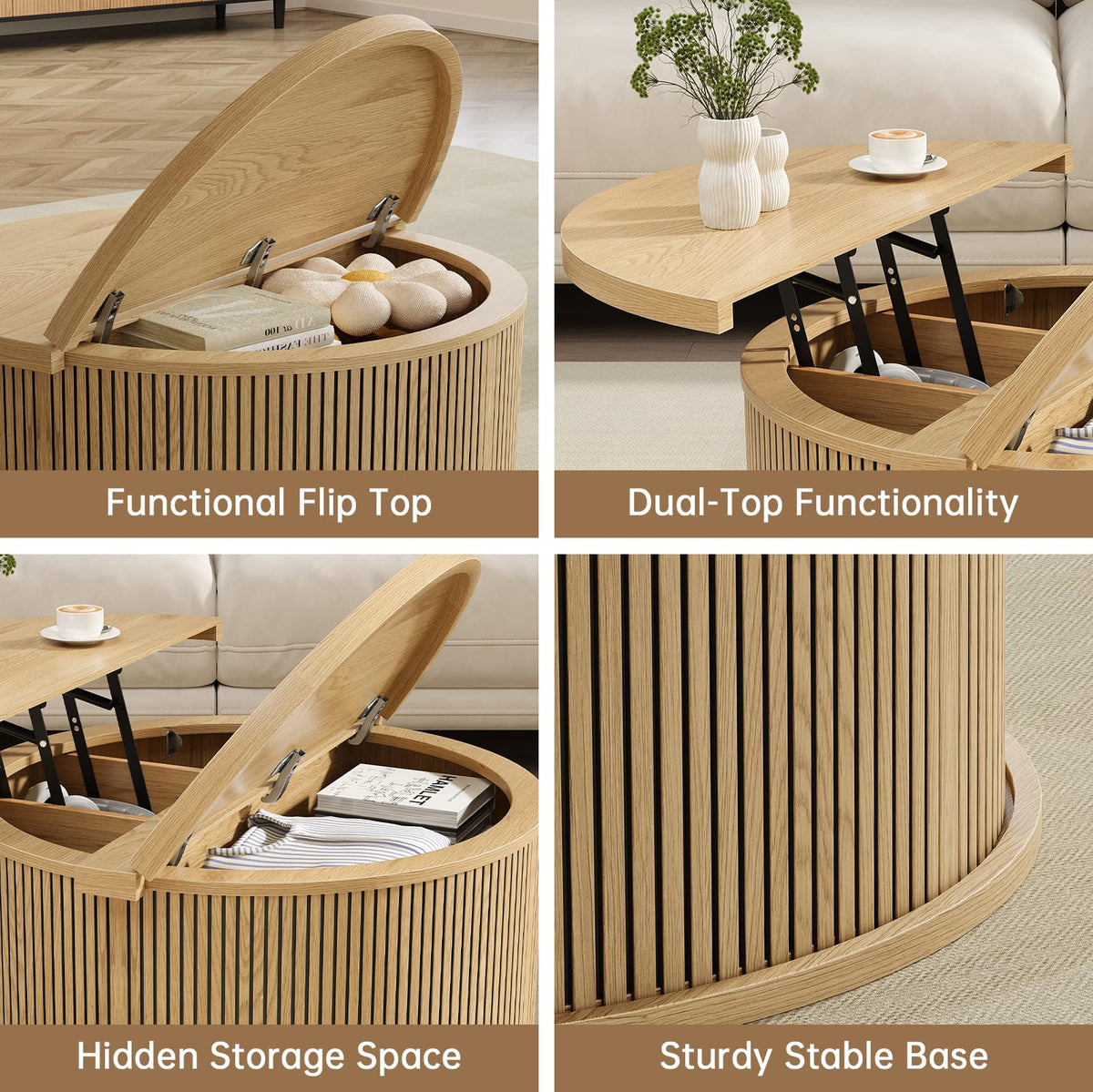 Round Lift Top Coffee Table with Storage X62957